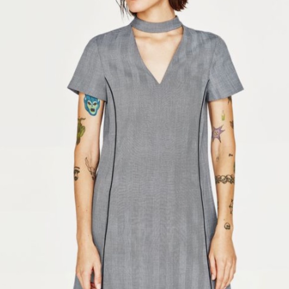 Zara V-Neck Dress With Choker Size S (EUC) - Picture 2 of 8